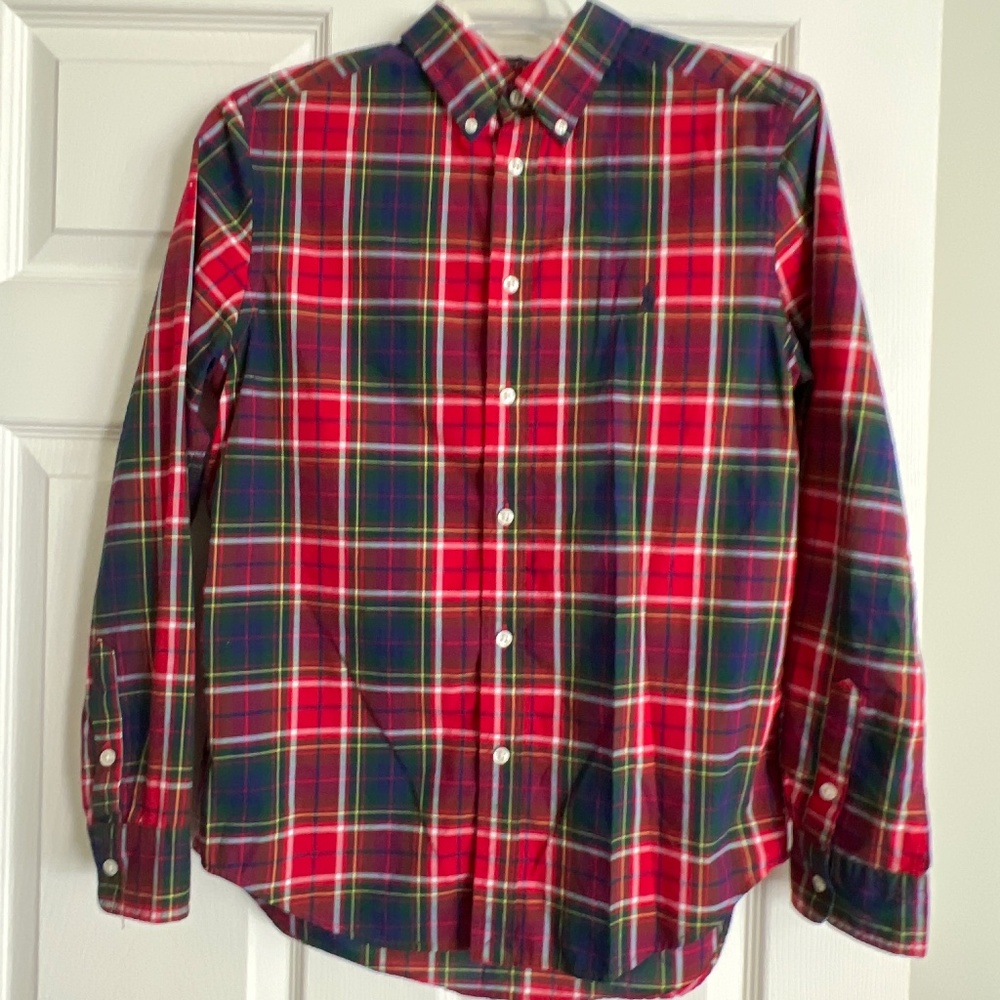 Boys Button Down Plaid Shirt